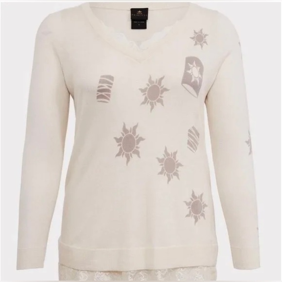 NWT Torrid/cream Disney’s Tangled light weight long sleeve layered sweater3X 5X - Picture 3 of 11